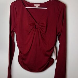 Women's Burgundy Long Sleeve Top